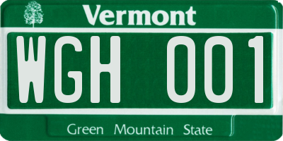 VT license plate WGH001