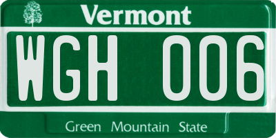 VT license plate WGH006