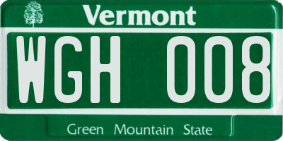 VT license plate WGH008