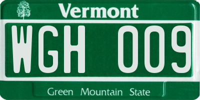VT license plate WGH009