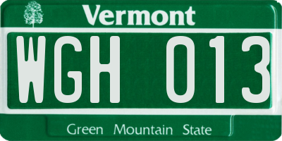 VT license plate WGH013