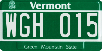 VT license plate WGH015