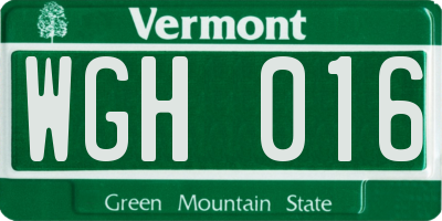 VT license plate WGH016