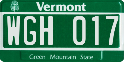 VT license plate WGH017