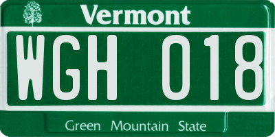 VT license plate WGH018
