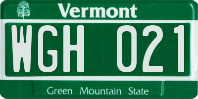 VT license plate WGH021