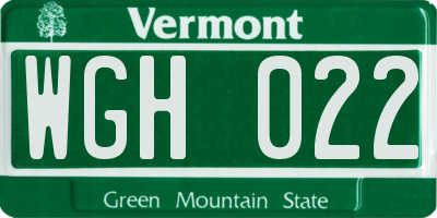 VT license plate WGH022