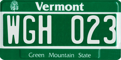 VT license plate WGH023