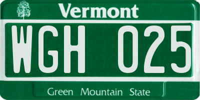 VT license plate WGH025