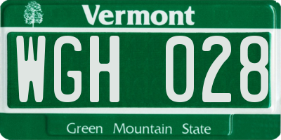 VT license plate WGH028