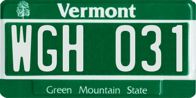 VT license plate WGH031