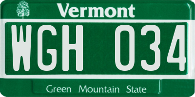VT license plate WGH034