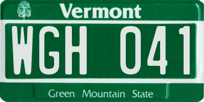 VT license plate WGH041