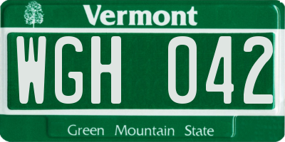 VT license plate WGH042