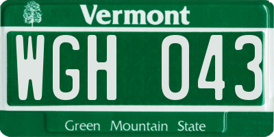 VT license plate WGH043