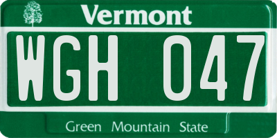 VT license plate WGH047