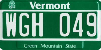 VT license plate WGH049