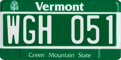 VT license plate WGH051