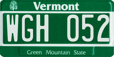 VT license plate WGH052