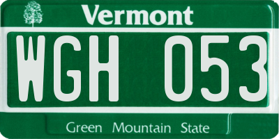 VT license plate WGH053