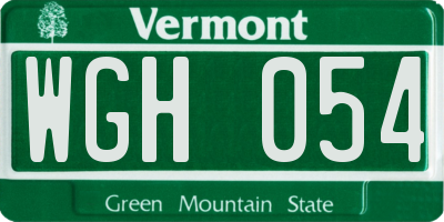 VT license plate WGH054