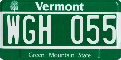 VT license plate WGH055