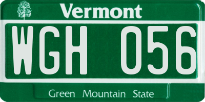 VT license plate WGH056