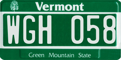 VT license plate WGH058