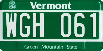 VT license plate WGH061