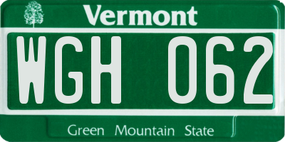 VT license plate WGH062