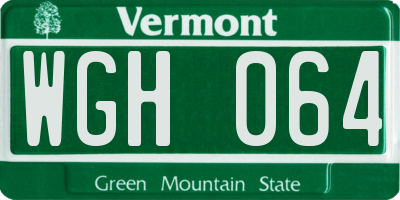 VT license plate WGH064