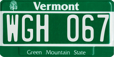 VT license plate WGH067