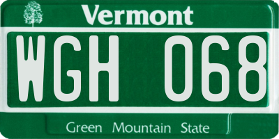 VT license plate WGH068