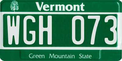 VT license plate WGH073