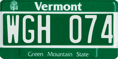VT license plate WGH074