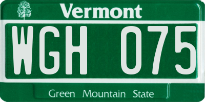 VT license plate WGH075