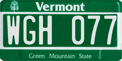 VT license plate WGH077