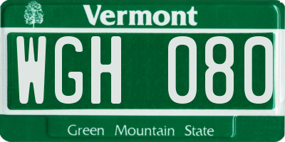 VT license plate WGH080