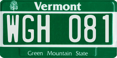 VT license plate WGH081