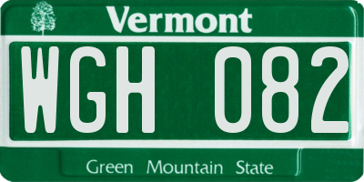 VT license plate WGH082