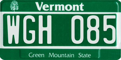 VT license plate WGH085