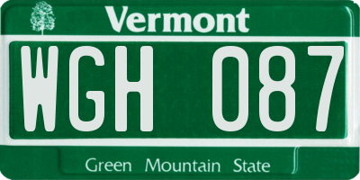VT license plate WGH087