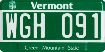 VT license plate WGH091