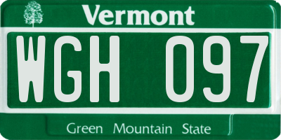 VT license plate WGH097