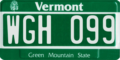 VT license plate WGH099