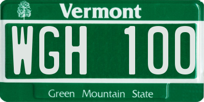 VT license plate WGH100