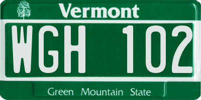VT license plate WGH102
