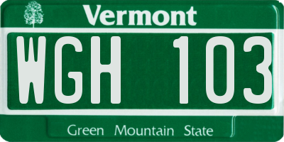 VT license plate WGH103