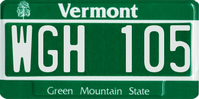 VT license plate WGH105
