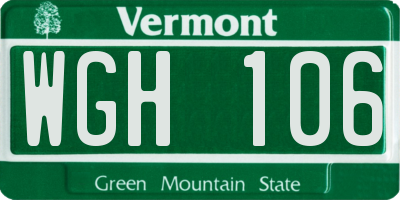 VT license plate WGH106